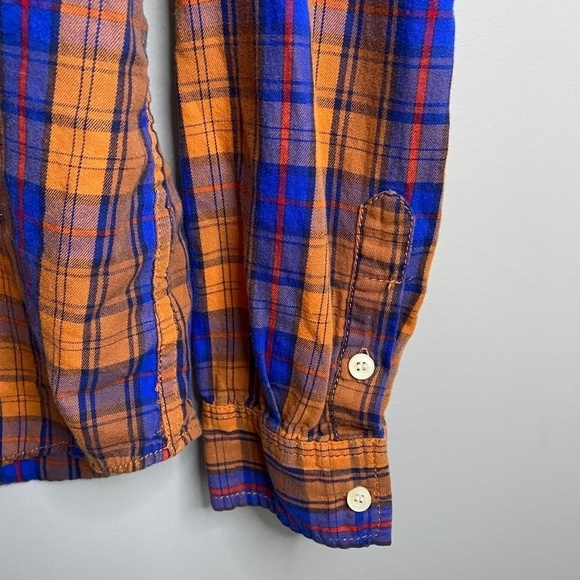 Bluenotes Men's Orange/Blue Plaid Long Sleeve Button Up Shirt Size Medium - Picture 3 of 12